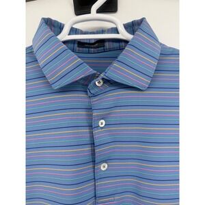 Turtleson Men's Striped Golf Polo Shirt Sapelo Hammock Golf Club Blue Large
